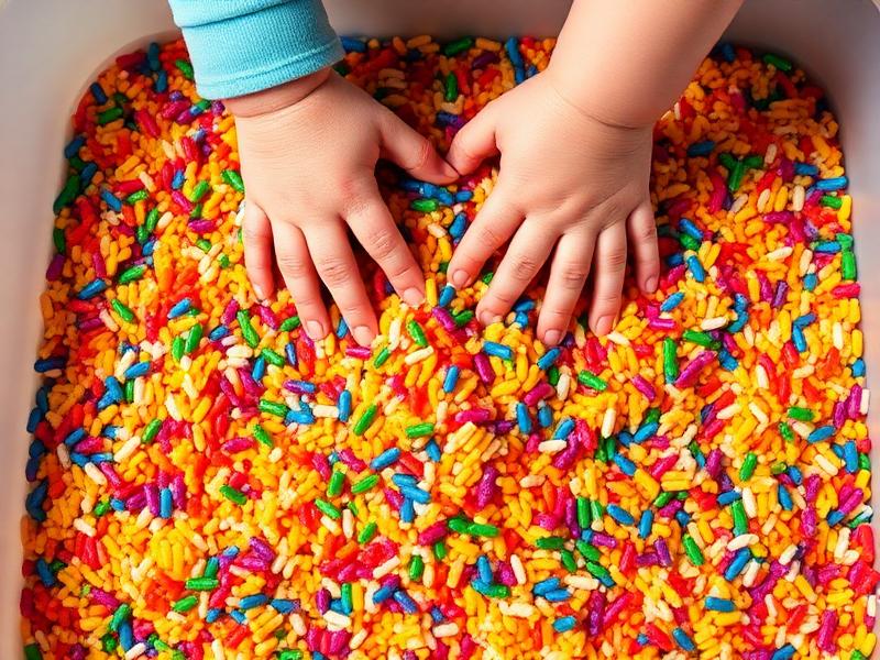 Rainbow Rice Sensory Bin
